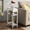 TUTOTAK Narrow Side Table, 3-Tier Small End Table with Charging Station