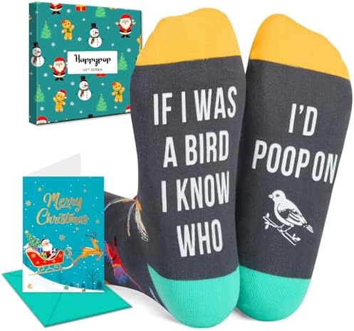 Funny Socks for Women Men - Novelty Crazy Socks Bird Butterfly Gifts, Bird Stocking