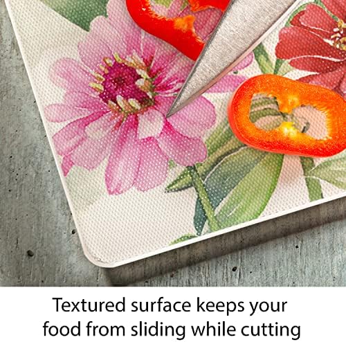 CounterArt Zinnias & Butterflies 3mm Tempered Glass Cutting Board