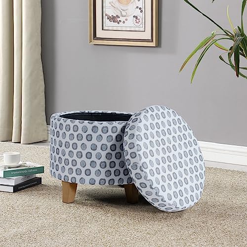 HomePop 19" Round Storage Ottoman - Green Medallion Ikat Print
