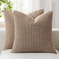 Kevin Textile Soft Corduroy 16x16 Inch Pillow Covers 2 Pack, Light Brown