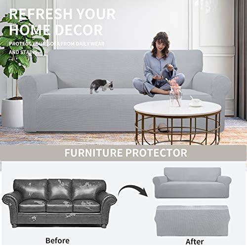 Easy-Going Stretch Oversized Chair Slipcover with Arm Washable Silver Gray
