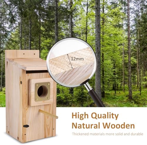 Bird Houses for Outside, Thicken Wooden Bird House with Copper Guard