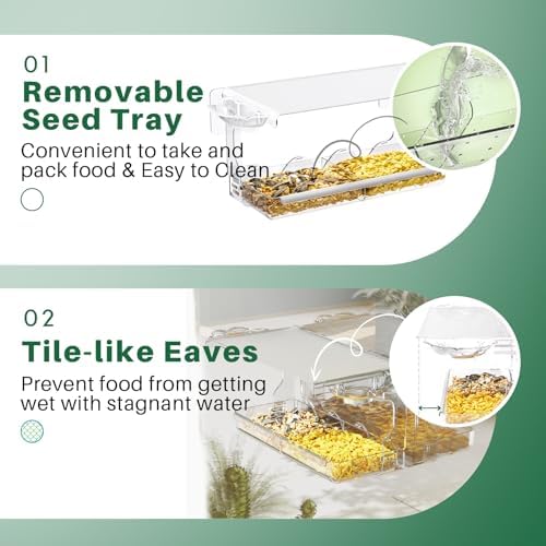 SUNALLY Window Bird Feeder Outdoors, Clear Bird Feeders for Bird Watching