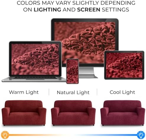 PAULATO Premium Stretch Couch Covers for Sofa - Sofa Chair Cover Washable, Dogs & Pets Friendly - Elastic Polyester Loveseat Slipcovers - Non-Slip Love Seat Couch Covers - Burgundy (40"-63" Wide)