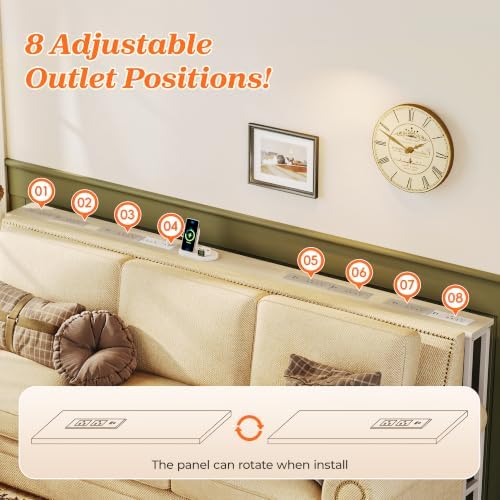 SUPERJARE 79 Inch Sofa Table with 2 Power Outlets and USB-C Ports