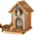 MIXXIDEA Wooden Squirrel Feeder, Large Capacity Squirrels Feeders for Outside, Sturdy Construction, No Assembly Lovely Chipmunk Feeder for Corn, Peanut, Nuts, Chestnuts (Brown-1pk)