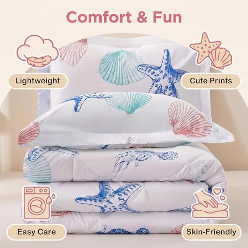 JSD 3 Piece Beach Theme Kids Comforter Set Queen Size