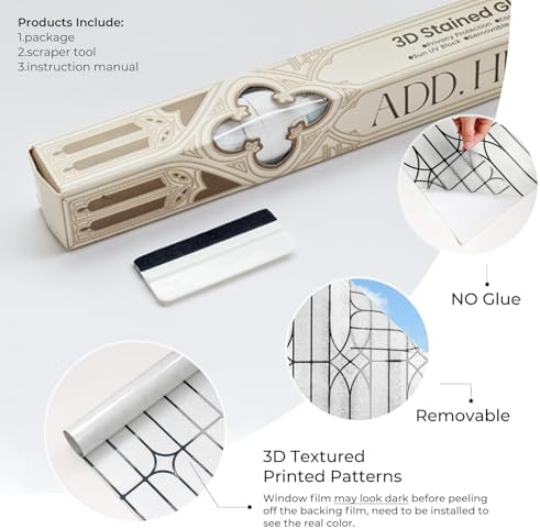 ADD.HERES Window Privacy Film, Glass Decorative Static Cling, 35.4" x 78.7"