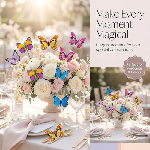 VGOODALL 50PCS Butterfly Garden Decorations, 11.5 Inch Plastic Butterfly