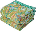 VANJOROY Boho Throw Blanket, 100% Organic Cotton Breathable Skin-Friendly Ultra Soft 60" x 80" Bed Quilt Green Leaf Throw - Floral Rustic Luxury Reversible Blanket for Sofa Couch Chair and Gift,