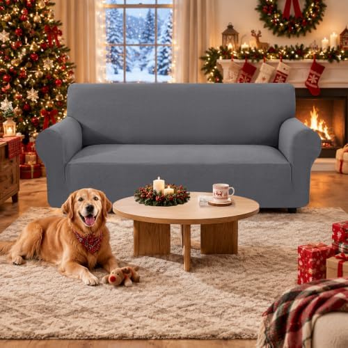 XINEAGE Stretch 2 Seater Slipcover, Non-Slip Pet Couch Cover,Light Gray