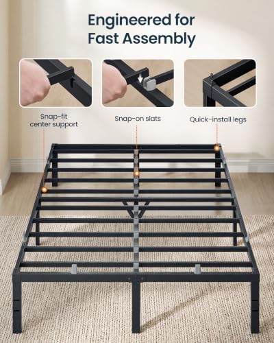SONGMICS HOME Queen Metal Bed Frame, Under-Bed Storage, Load 1,100 lb