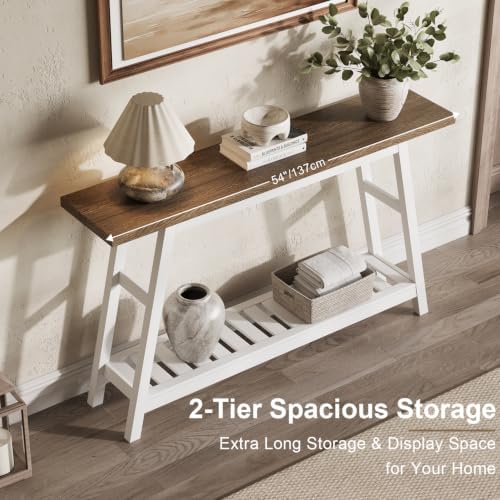 ChooChoo 53.9 Inch Long Console Tables for Entryway, Hallway Table, 2-Tier