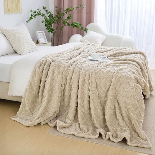 Aganear Fleece Throw Blanket for Couch Sofa 60"x80" Khaki