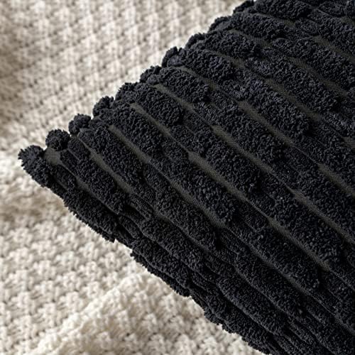 MIULEE Corduroy Decorative Throw Pillow Covers 20x20 Black Pack of 2