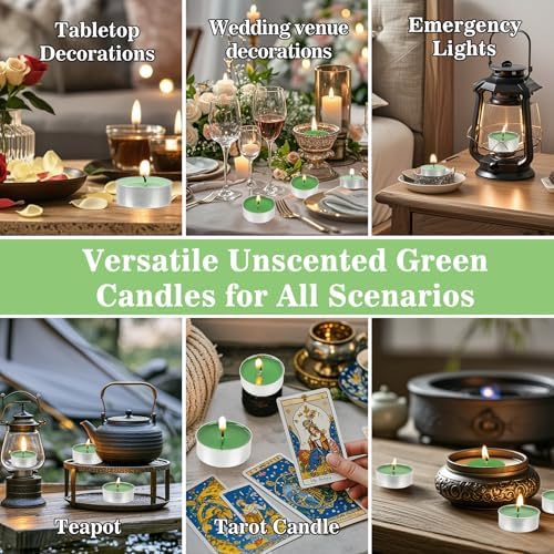 MAQIHAN 25PCS Green Tealight Candles Set - Mini Votive Tea Light Candles