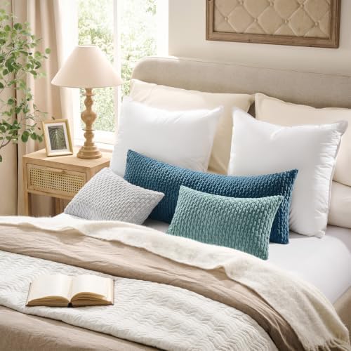 Kevin Textile Soft Corduroy 28x28 Inch Pillow Covers 2 Pack, Blue