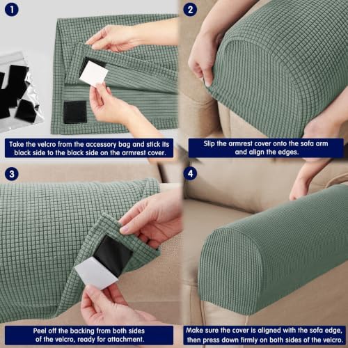 SUBRTEX Stretch Couch Arm Covers Set of 2, Non-Slip Sofa Armrest Slipcovers
