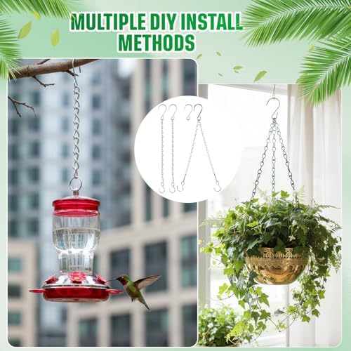 EBOOT 2 Pcs Hanging Chain for Bird Feeders Planters, 19.7 Inch, Silver