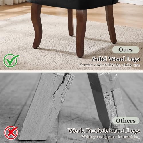 Velvet Vanity Chair with Back, Upholstered Makeup Vanity Stool, Black