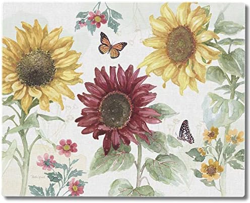 CounterArt Sunflower Splendor 3mm Tempered Glass Cutting Board 15" x 12"