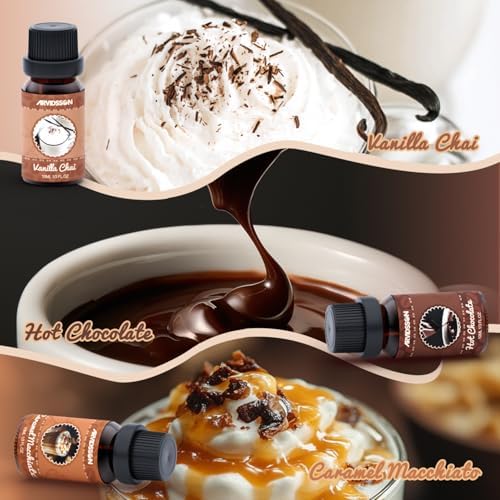 ARVIDSSON Coffee Fragrance Oils Set, Premium Essential Oils for Diffuser, Espresso, Vanilla Chai, Hot Chocolate, Blueberry Muffin, Eggnog Latte, Caramel Macchiato, Coffee Shop Scented Oils