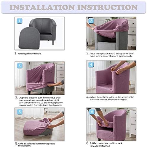 2 Piece Tub Chair Covers with Cushion Cover, Stretch Jacquard Furniture Cover,Armchair Protector Slipcover Removable Machine Washable (Sky Blue)