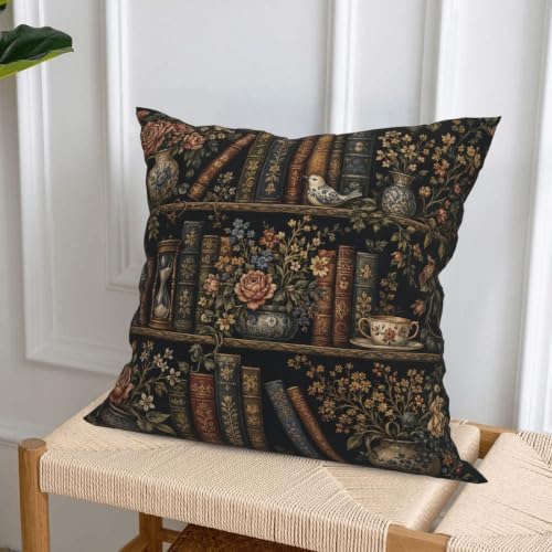Wooden Bookself Decorative Throw Pillow Covers 18x18 Inch Set of 4