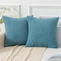 Kevin Textile Soft Corduroy 16x16 Inch Pillow Covers 2 Pack, Light Blue