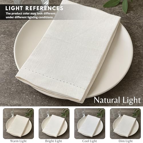 Ramanta Home Hemstitched Cloth Napkins Set of 12 -White, 18x18 Inches