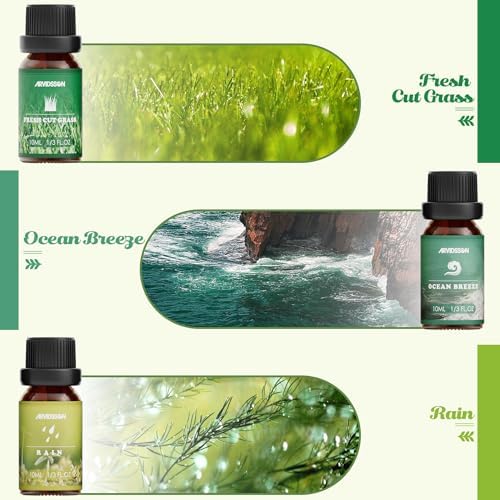 Nature Essential Oils Set, ARVIDSSON Natural Fragrance Oils for Candle Making, Fresh Cut Grass, Ocean Breeze, Rain, Pine, Sandalwood, Oakmoss, Diffuser Scented Oils