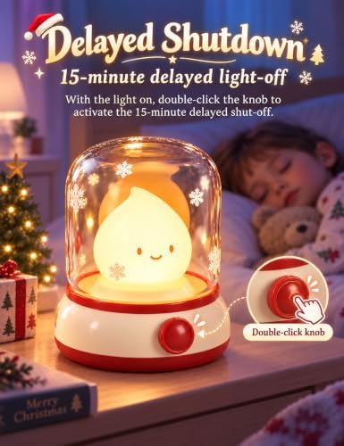 WANDIEA Rechargeable Night Light for Kids, Christmas Decor & Bedroom Lamp