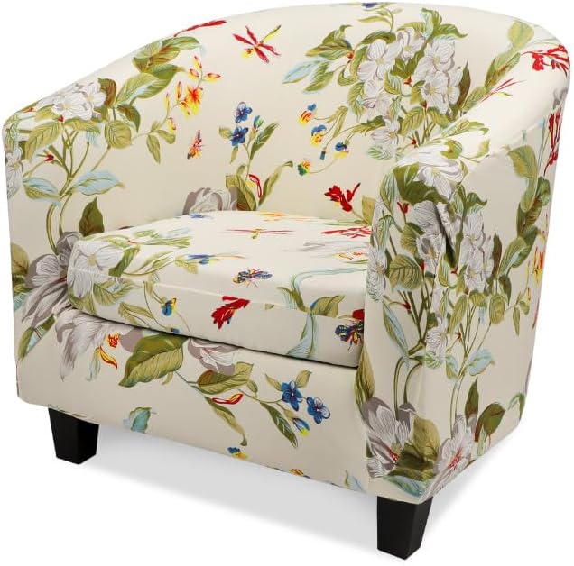 Barrel Chair Slipcovers, 2 Piece Soft Club Chair Slipcover with Cushion Cover, High Stretch Armchair Sofa Covers Tub Slipcover Removable Furniture Protectors for Living Room Bar Counter