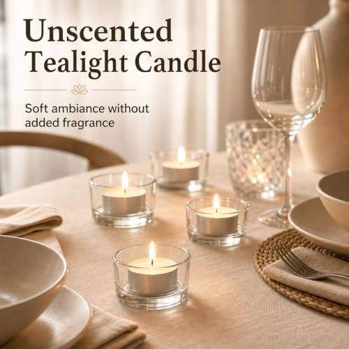 Tea Lights Candles 100 Pack, 4 Hour Palm Wax Tealights