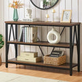 Entryway Console Table, 3 Tier Entry Table with Open Shelves, Brown, 47 IN