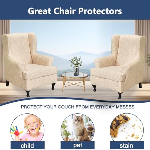NILUOH Wingback Chair Covers 2-Piece, Armchair Slipcovers for Living Room
