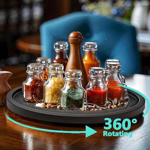 10" Black Bamboo Lazy Susan Organizer Kitchen Turntable for Cabinet Pantry Table Organization