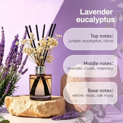 Brakula Reed Diffuser Set,Lavender Eucalyptus Scent,4.06fl oz Essential Oil