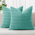 MIULEE Corduroy Decorative Throw Pillow Covers 20x20 Aqua Green Pack of 2