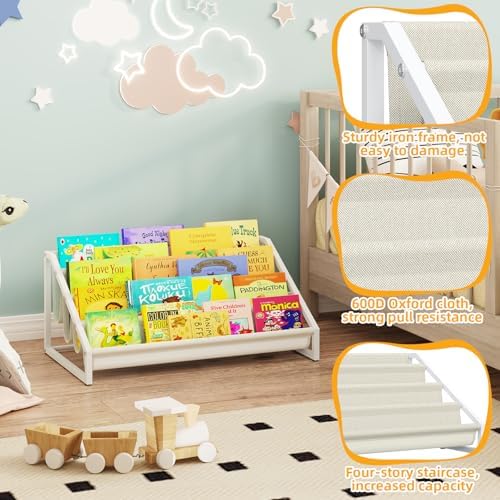 Aokitsink Toddler Bookshelf,Montessori Bookshelf,Bookshelves for Toddlers and Nursery,4 Tier Baby Bookshelves for Kids Rooms,Nursery,Playroom,Baby Room, Small Children Classroom