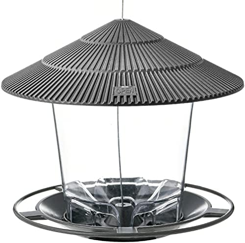 Hanizi Bird Feeder Outdoor Hanging for Wild Bird Seed, Grey
