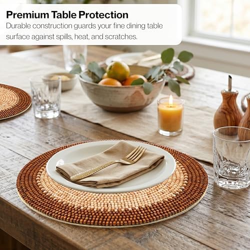 ALPHA Living HOME Woven Placemats Set of 2 Dark Brown Light Brown Mats