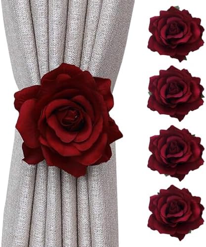 Magnetic Curtain Tiebacks, Rose Flower Tie Backs Rope