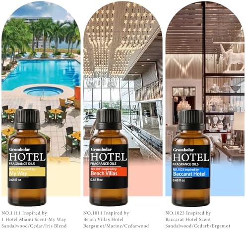 Essential Oil Gift Set, Hotel-Inspired Fragrance Oil Set, 6 Luxury Hotel Scents for Diffusers, Reed Diffusers & Home Fragrance, Aroma Oils for Home Scenting, Housewarming Gift, 6×0.68 Fl Oz