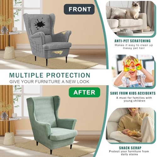NILUOH Wingback Chair Covers 2-Piece, Armchair Slipcovers for Living Room