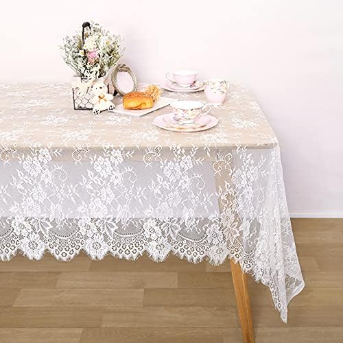 White Lace Tablecloth 60x120Inch Wedding Rectangle Table Overlay 10 Packs
