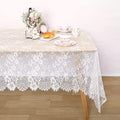 White Lace Tablecloth 60x120 Inch Rectangle Thanksgiving Table Cover Fabric