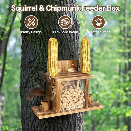 UUMENHA Carbonized Squirrel Feeders for Outside, Funny Chipmunk Feeder
