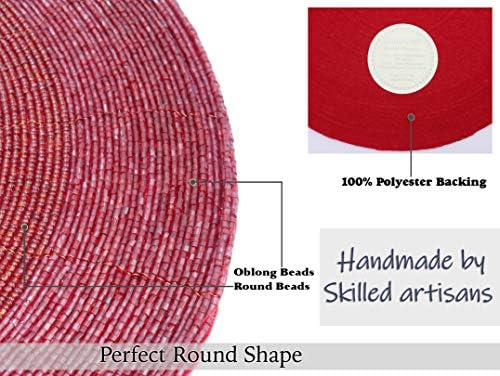 COTTON CRAFT Glitz Handmade Beaded Charger Placemats - Set of 4 - Red